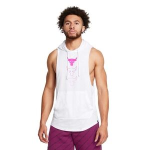 UNDER ARMOUR Project Rock Payoff Hoodie Tank White Mens Sz XLT *NEW* 1386879-100